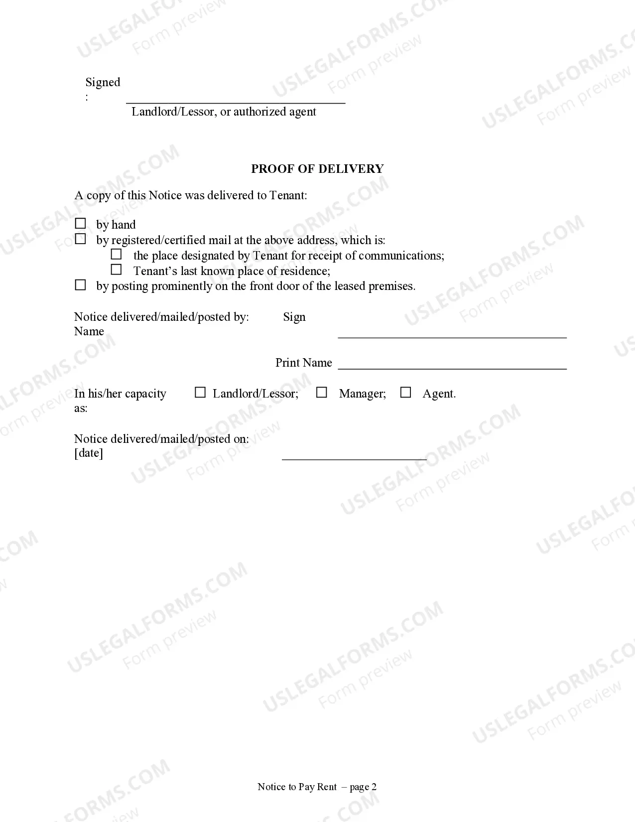Preview 5 Day Notice to Pay Rent or Lease Terminates - Year-to-Year Lease - Residential