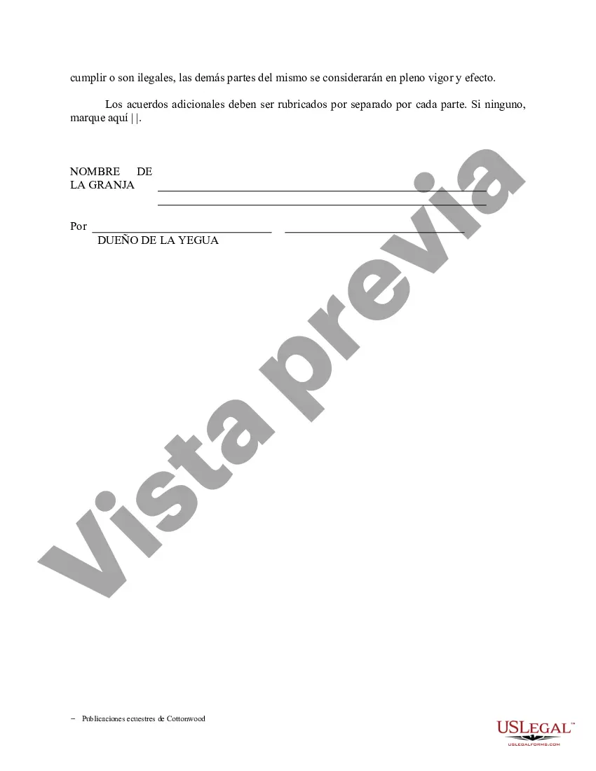 Preview Contrato de servicio de semental - Formularios equinos de caballos