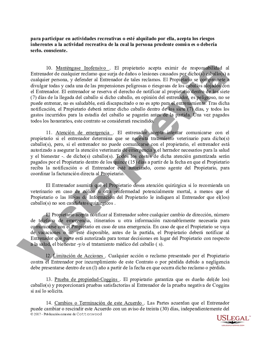 Preview Contrato de Entrenamiento - Caballo Equino Formas