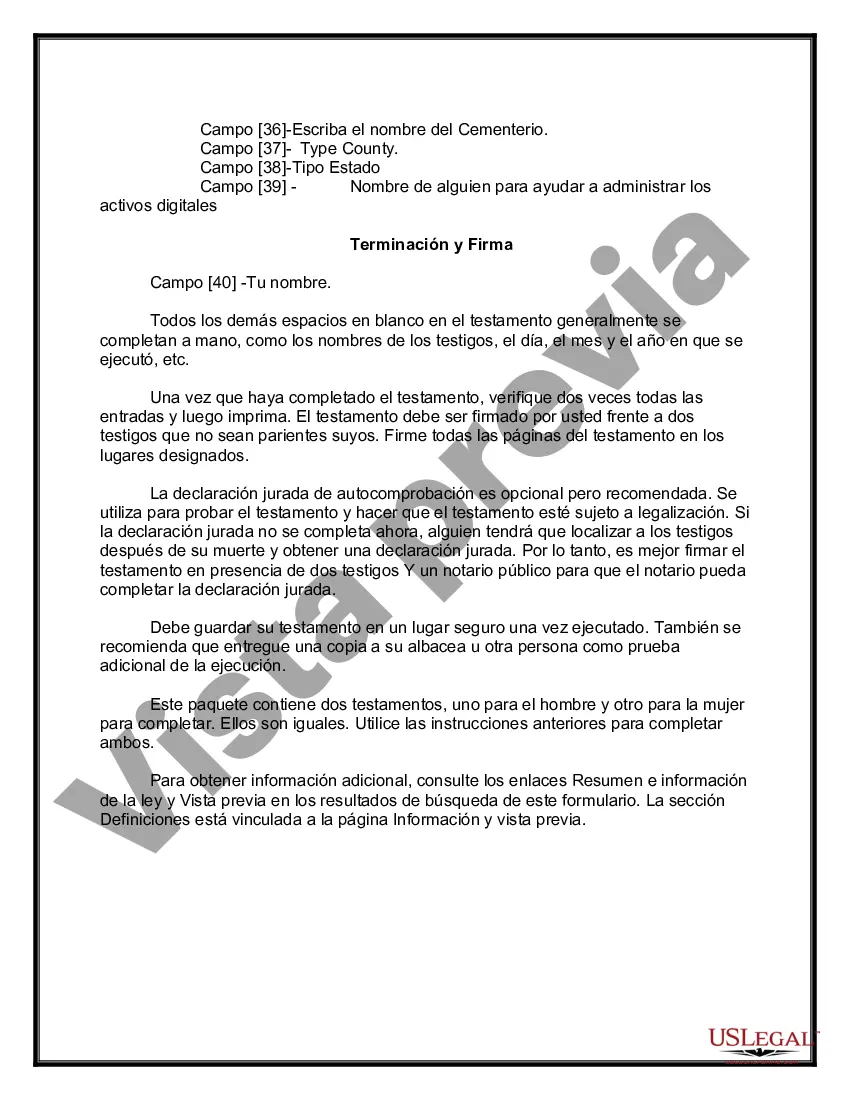 Preview Testamentos mutuos que contienen última voluntad y testamentos para personas solteras que viven juntas sin hijos