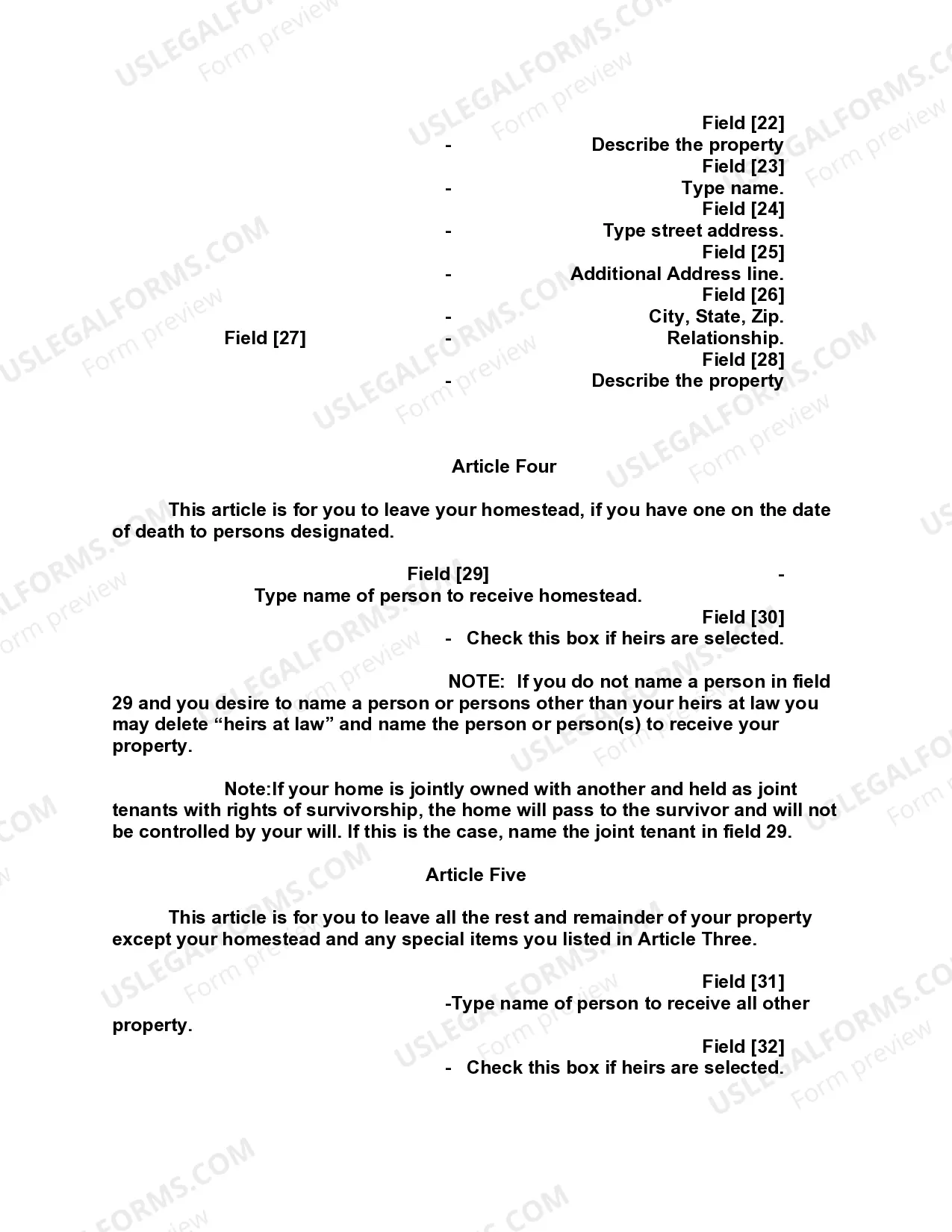 Preview Mutual Wills containing Last Will and Testaments for Man and Woman living together not Married with No Children
