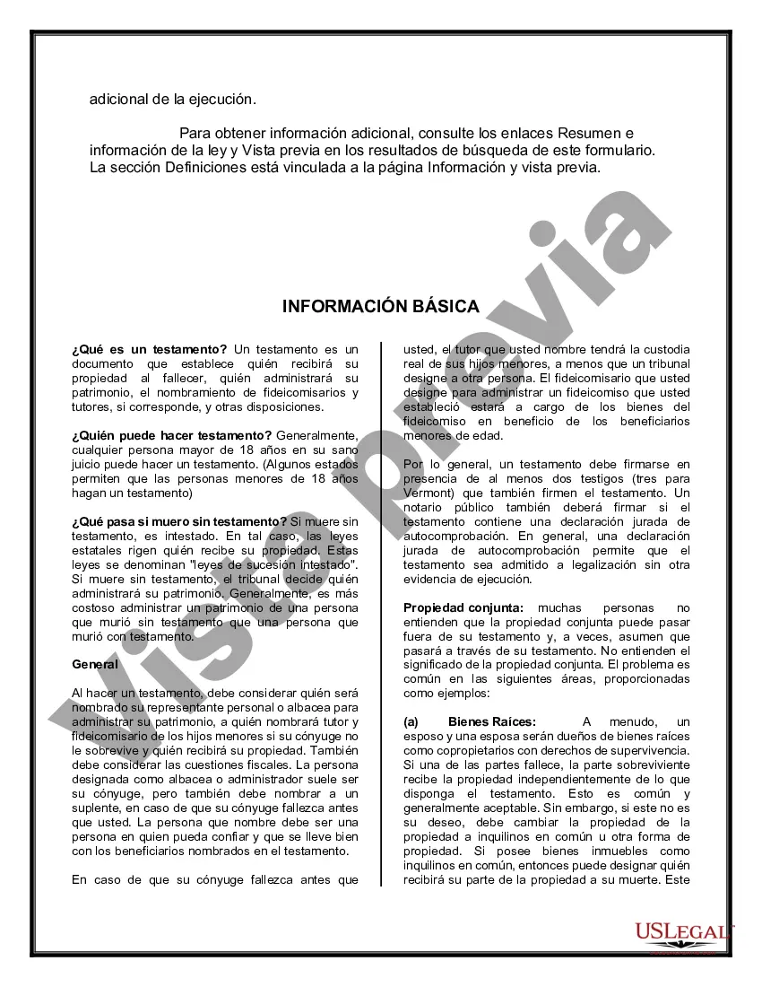 Preview Paquete de Testamentos Mutuos de Últimas Voluntades y Testamentos para Personas Solteras que conviven con Hijos Adultos