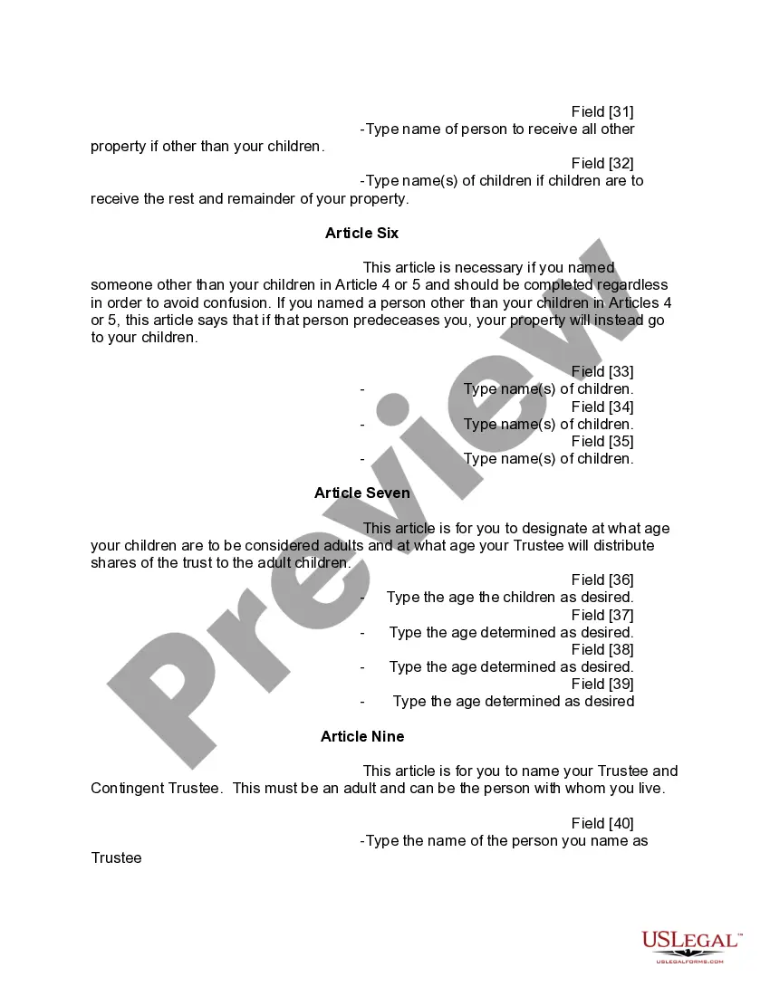 Preview Mutual Wills or Last Will and Testaments for Man and Woman living together, not Married with Minor Children