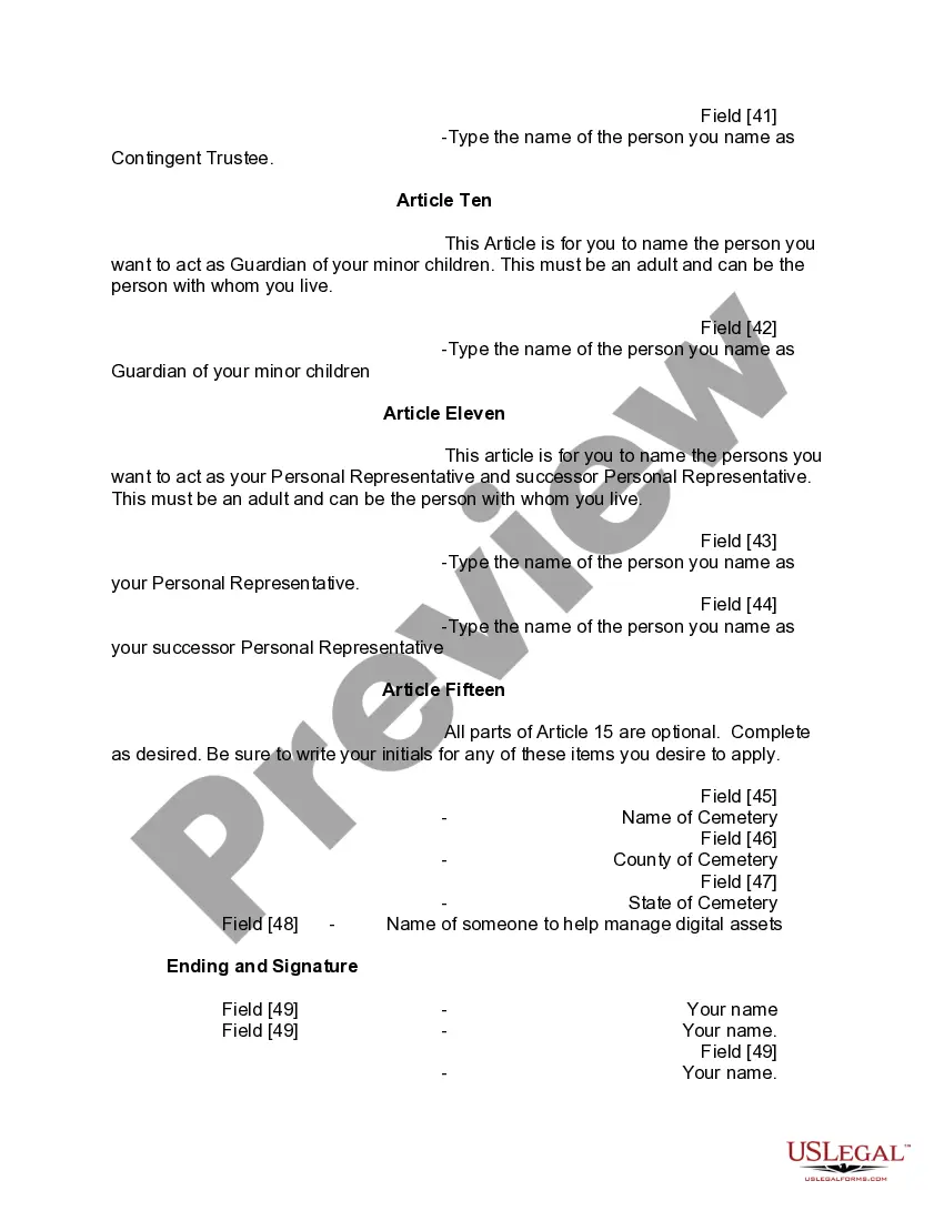 Preview Mutual Wills or Last Will and Testaments for Man and Woman living together, not Married with Minor Children