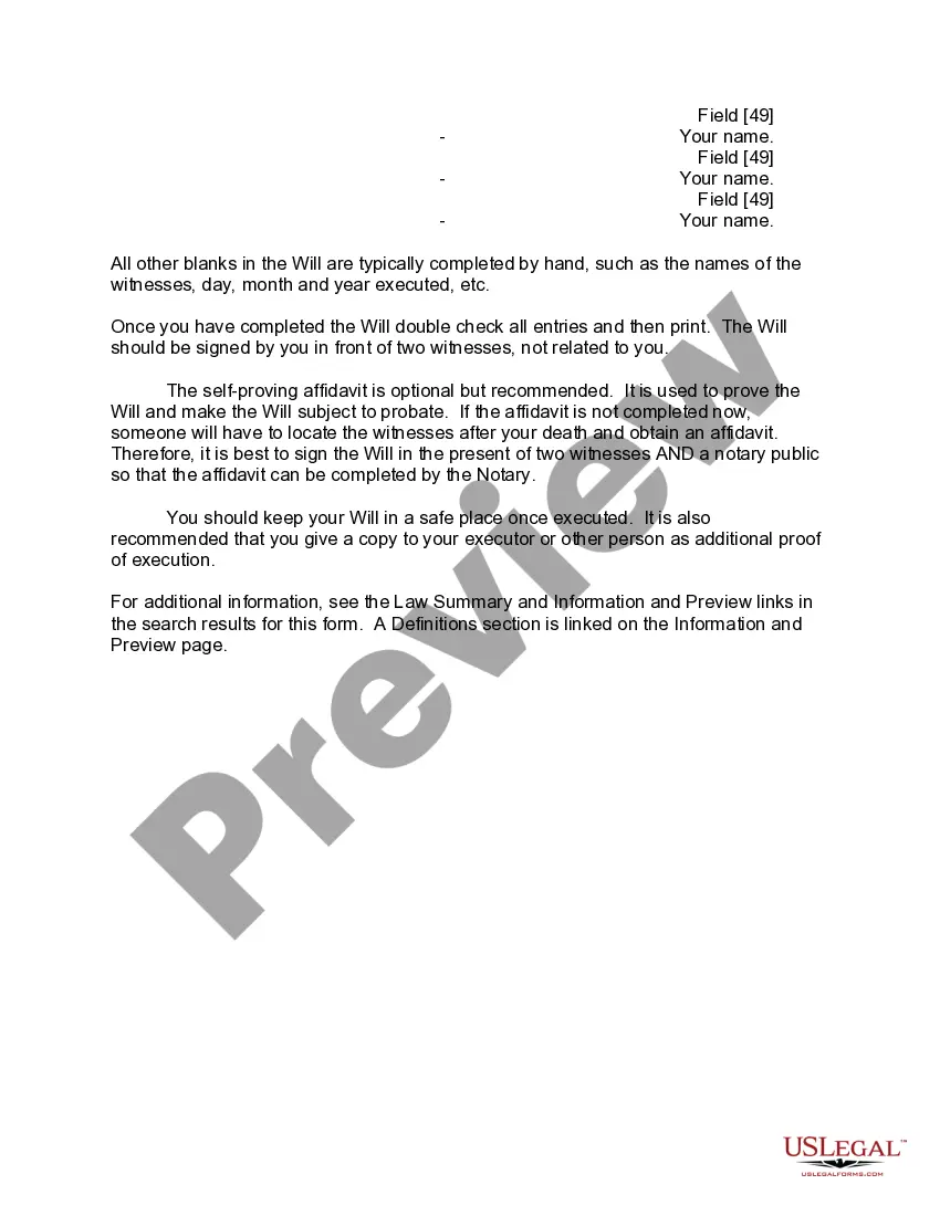 Preview Mutual Wills or Last Will and Testaments for Man and Woman living together, not Married with Minor Children