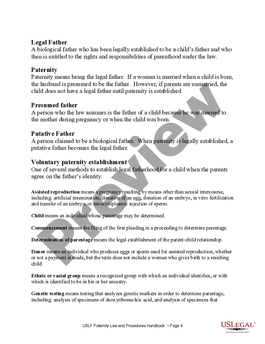 Preview Paternity Law and Procedure Handbook