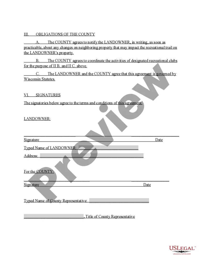 Preview Agreement to Allow Recreational Use of Land