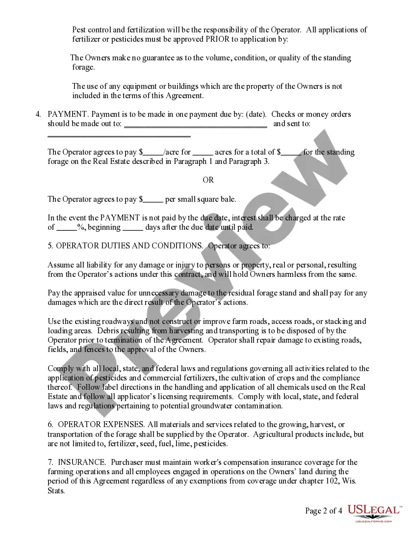 Preview Standing Forage Purchase Agreement