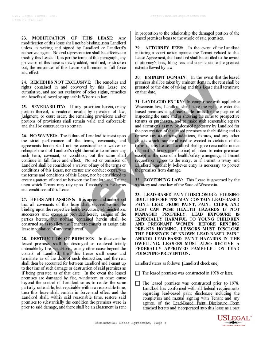 Preview Residential Lease or Rental Agreement for Month to Month