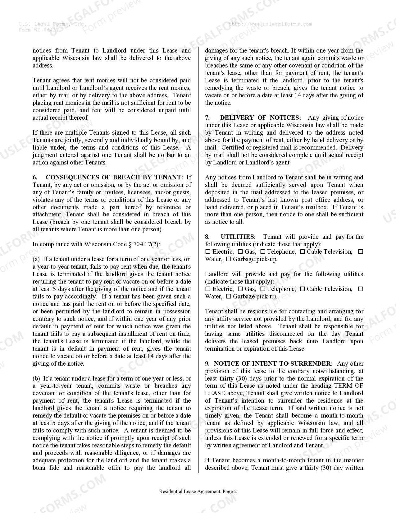 Preview Residential Rental Lease Agreement