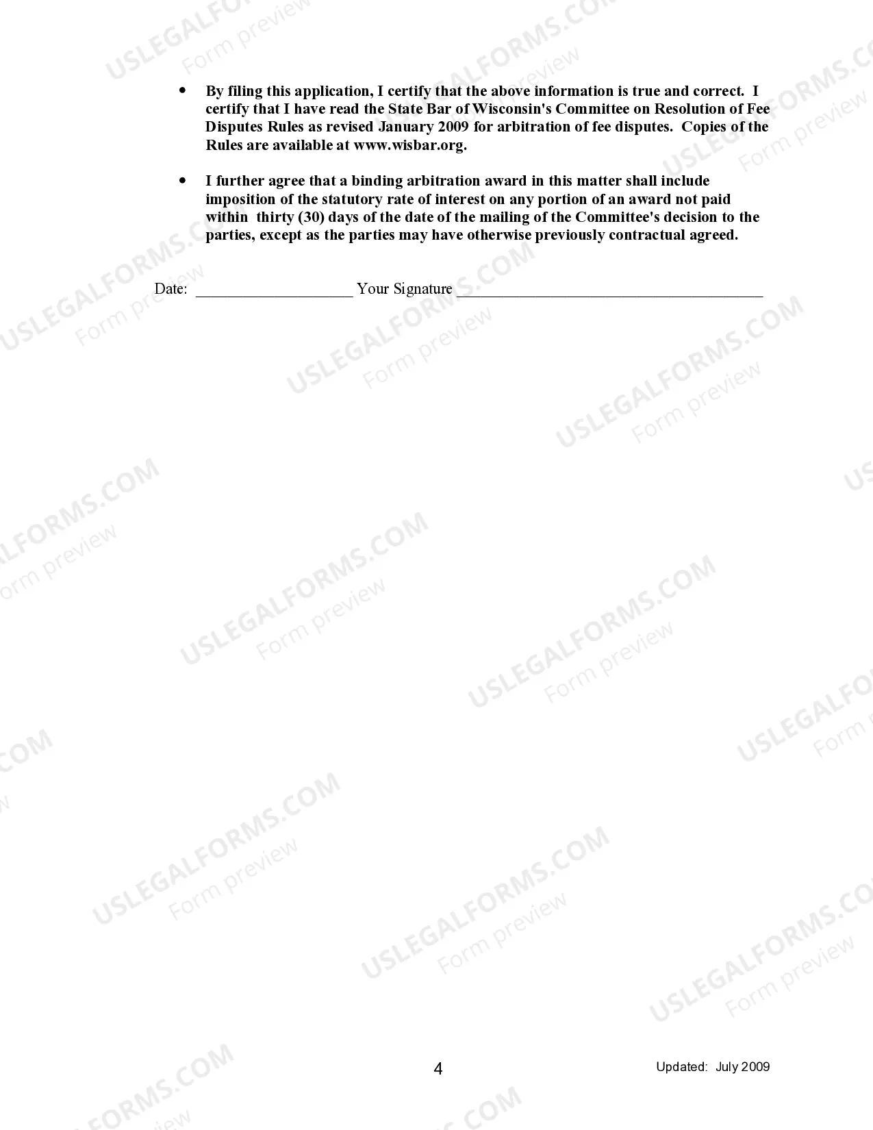 Preview Request and Response Form for Arbitration of Fee Dispute