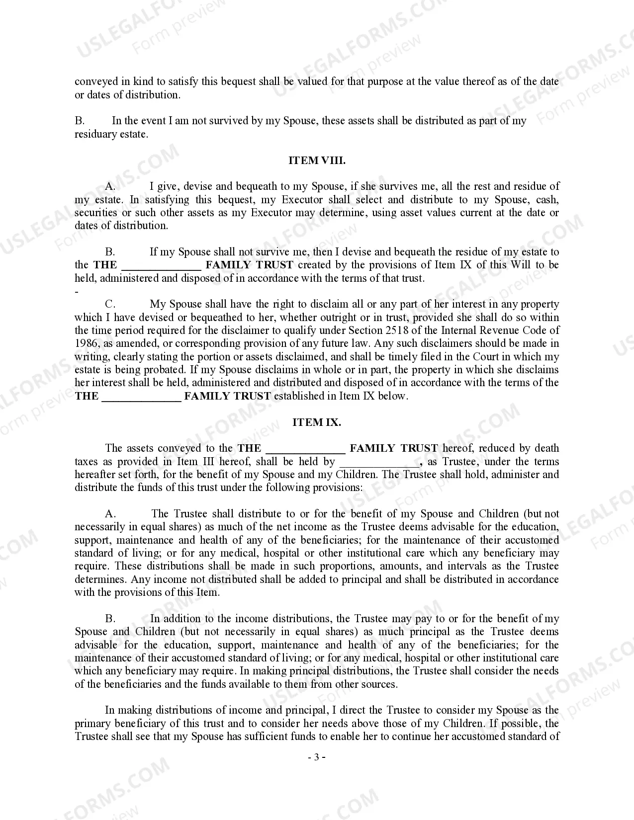 Preview Complex Will with Credit Shelter Marital Trust for Large Estates