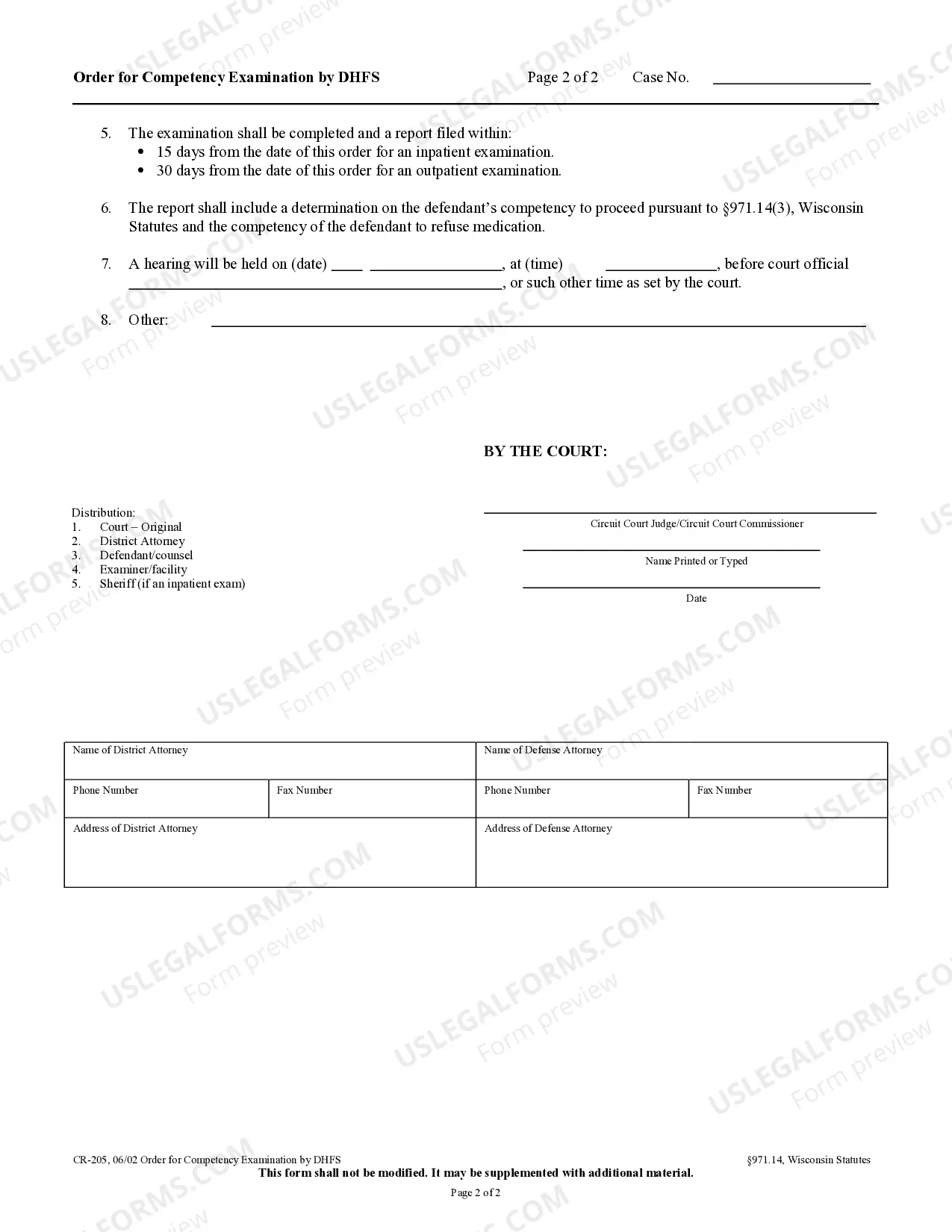 Preview Order for Competency Examination