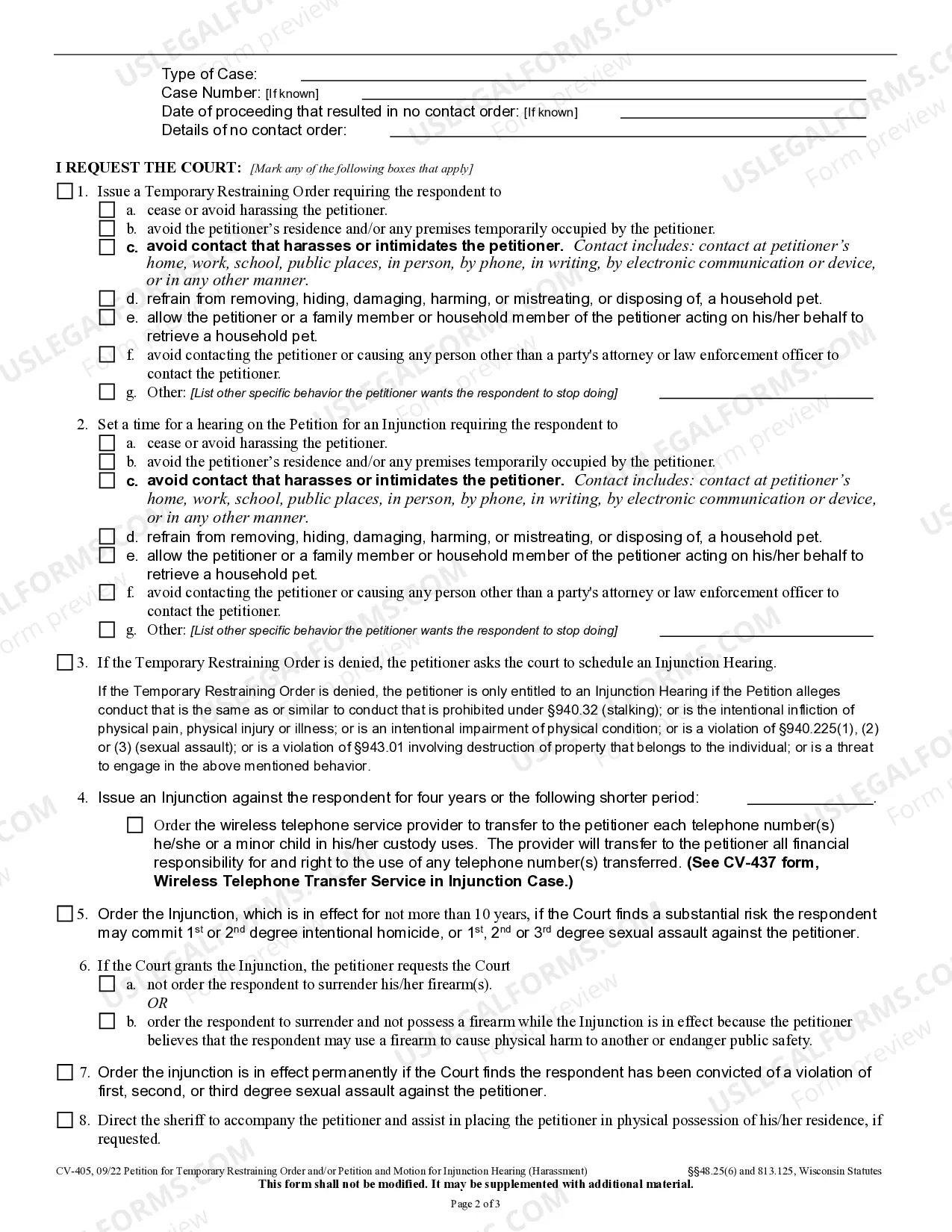 Preview Petition for TRO and / or Injunction - Harassment