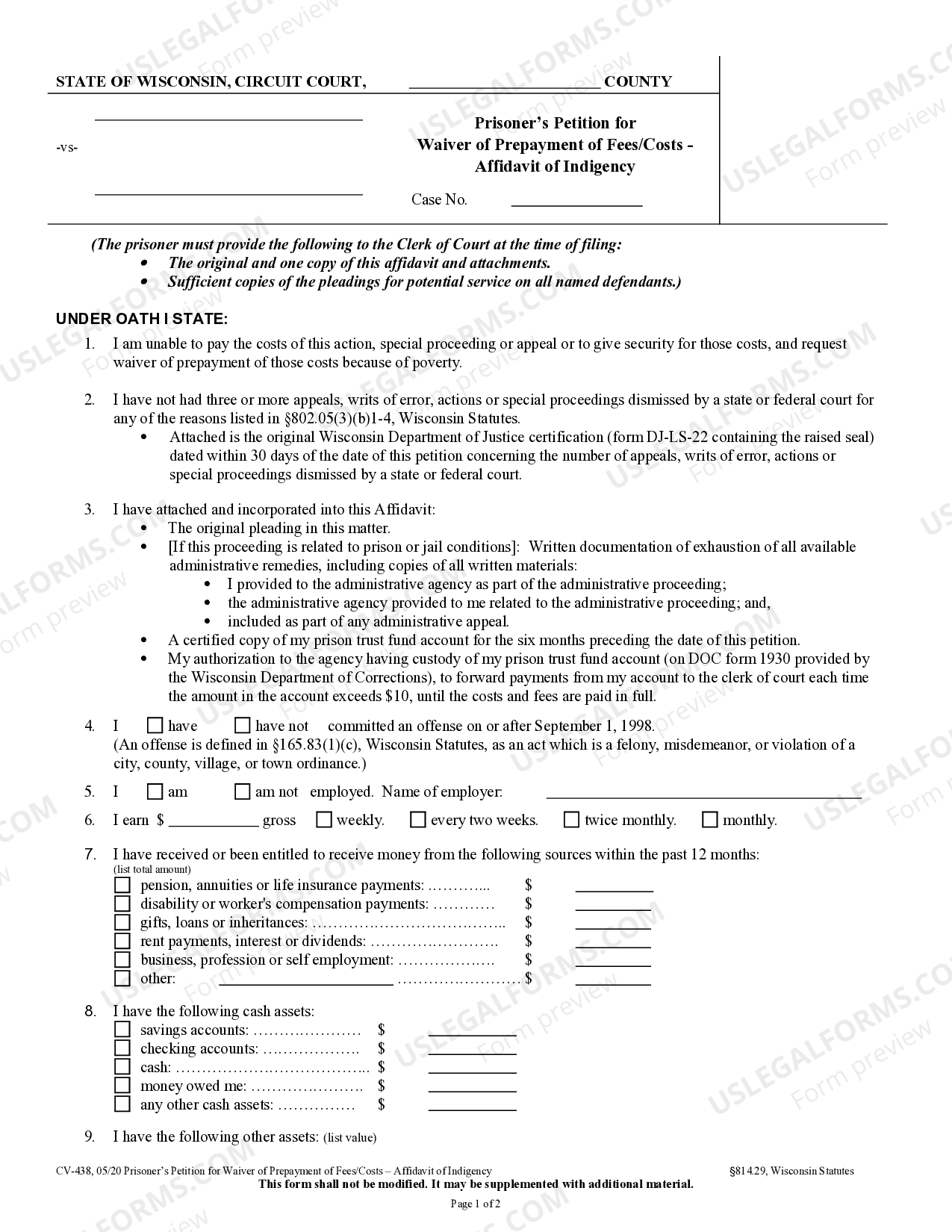 green-bay-wisconsin-prisoner-s-petition-for-waiver-of-fees-costs