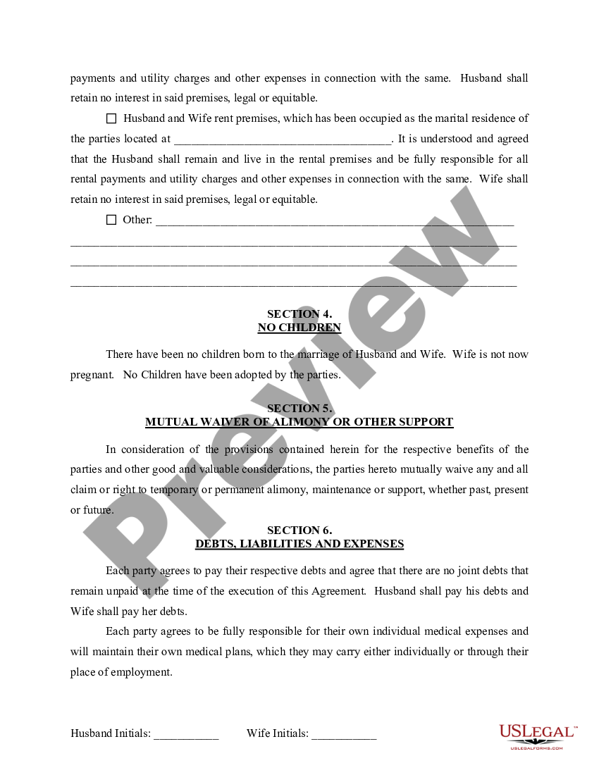 Wisconsin Marital Domestic Separation and Property Settlement Agreement ...