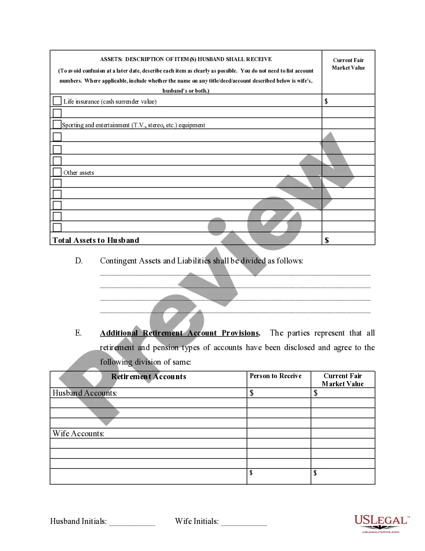 Preview Marital Domestic Separation and Property Settlement Agreement Minor Children Parties May have Joint Property or Debts where Divorce Action Filed