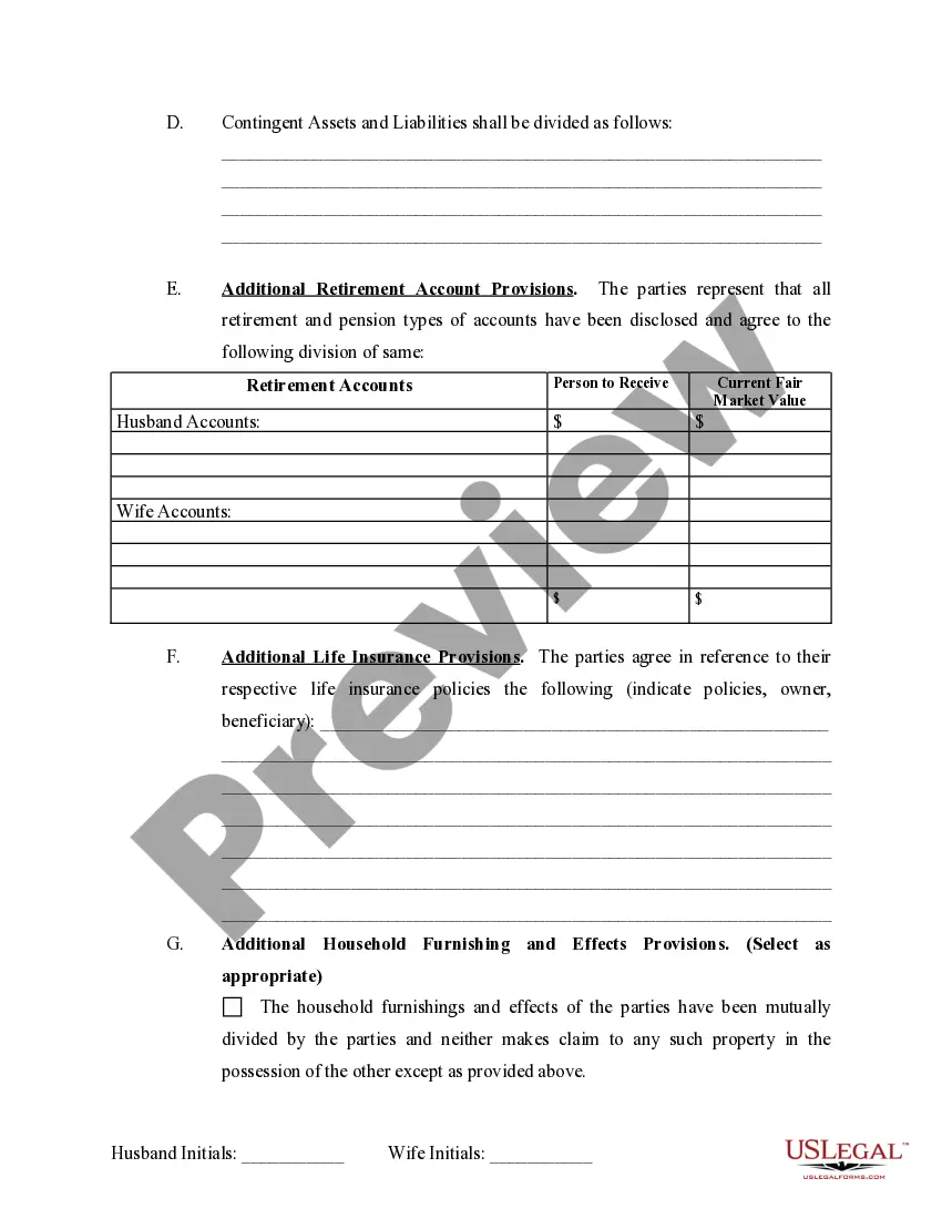 Preview Marital Domestic Separation and Property Settlement Agreement Minor Children Parties May have Joint Property or Debts effective Immediately