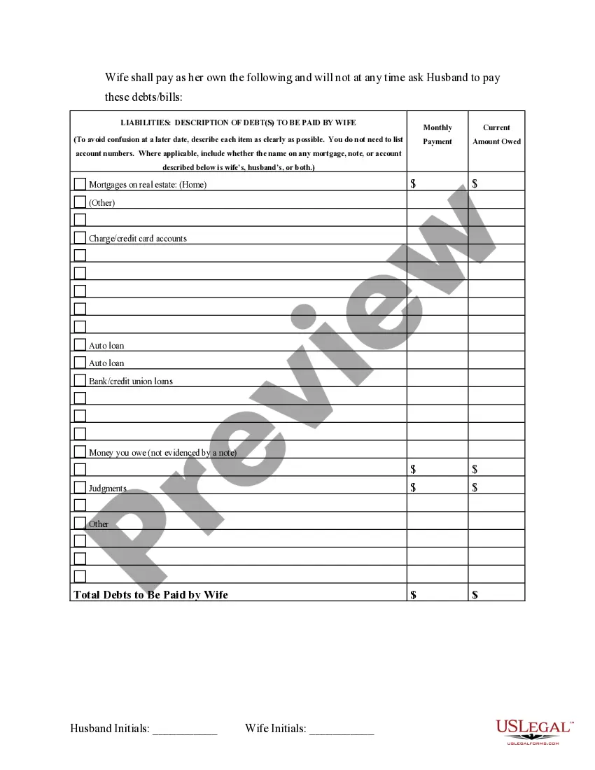 Preview Marital Domestic Separation and Property Settlement Agreement Minor Children Parties May have Joint Property or Debts effective Immediately