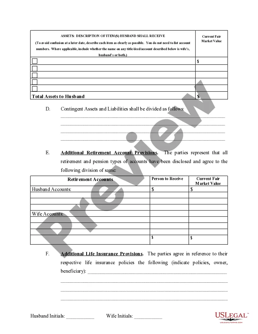Preview Marital Domestic Separation and Property Settlement Agreement no Children parties may have Joint Property or Debts Effective Immediately