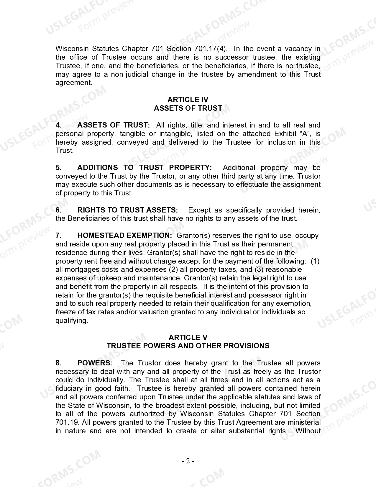 Preview Revocable Living Trust for Husband and Wife with No Children