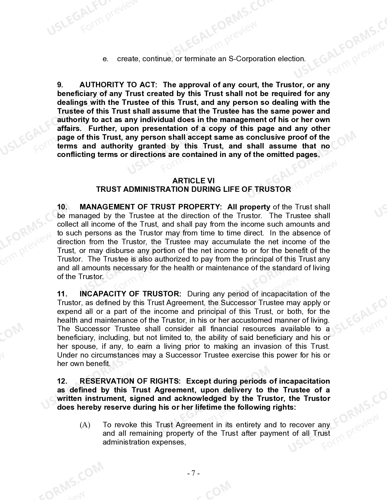 Preview Revocable Living Trust for Husband and Wife with No Children