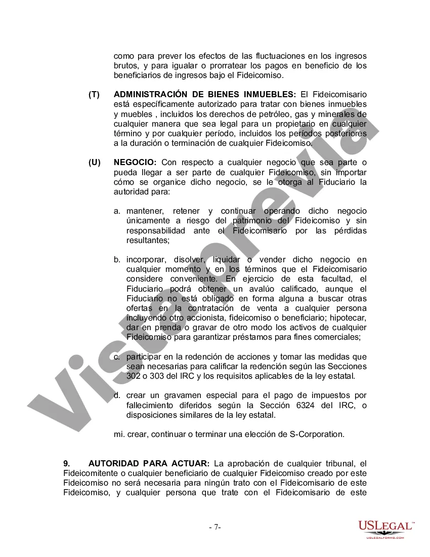 Preview Fideicomiso en Vida para Individuos Solteros, Divorciados o Viudos o Viudos sin Hijos