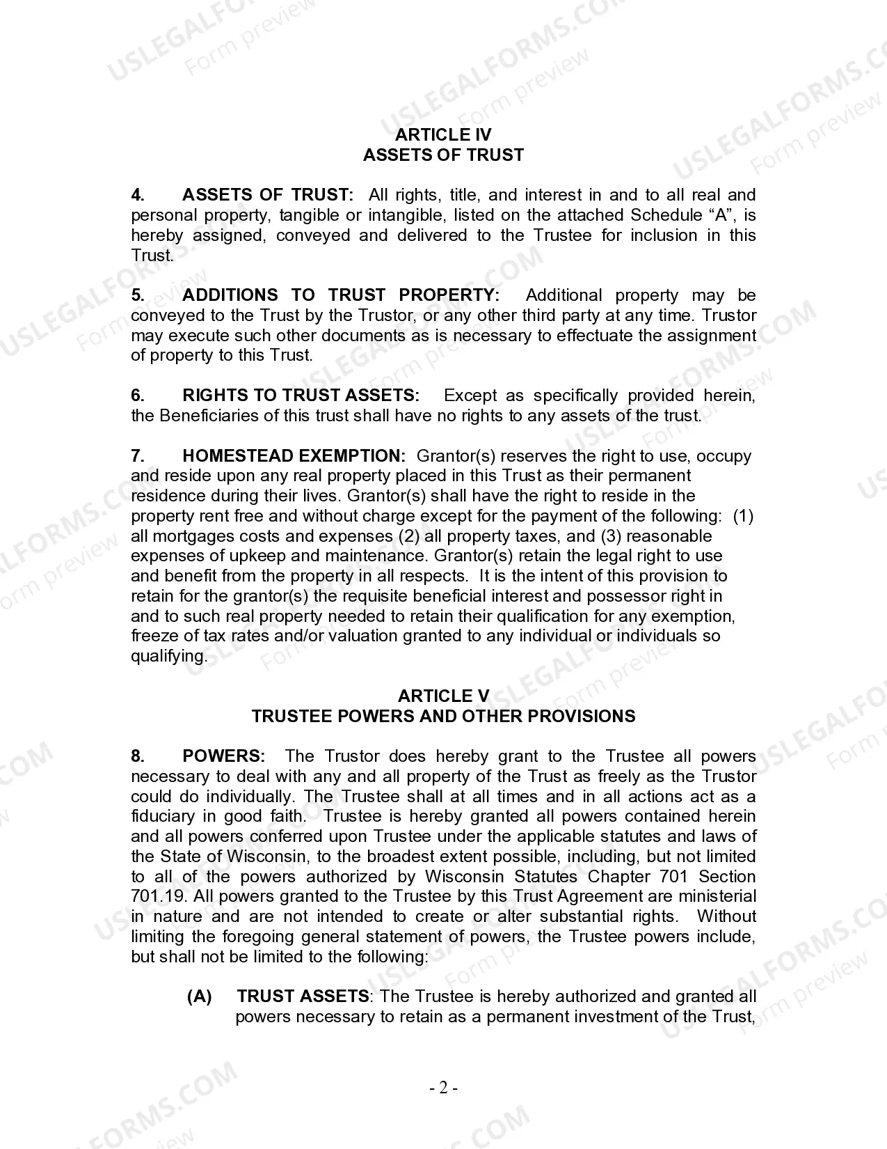 Preview Living Trust for Individual Who is Single, Divorced or Widow or Widower with No Children