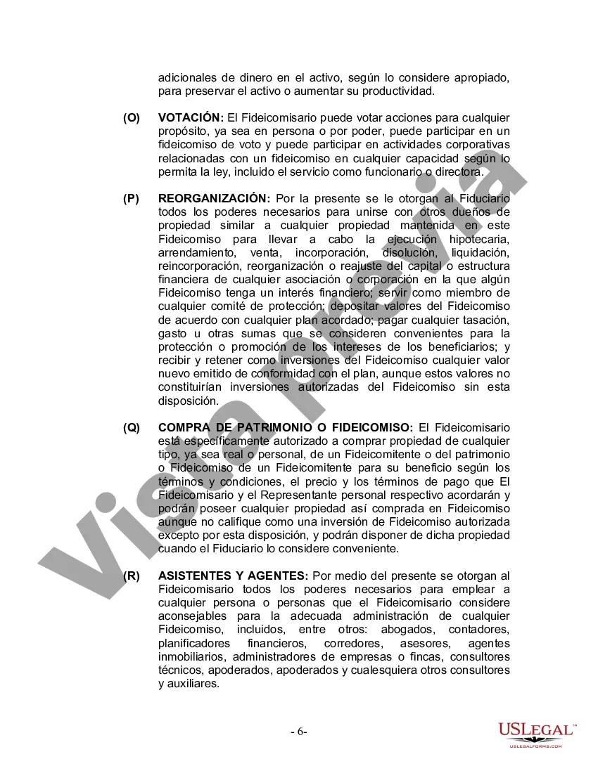 Preview Fideicomiso en Vida para Individuos Solteros, Divorciados o Viudos o Viudos con Hijos