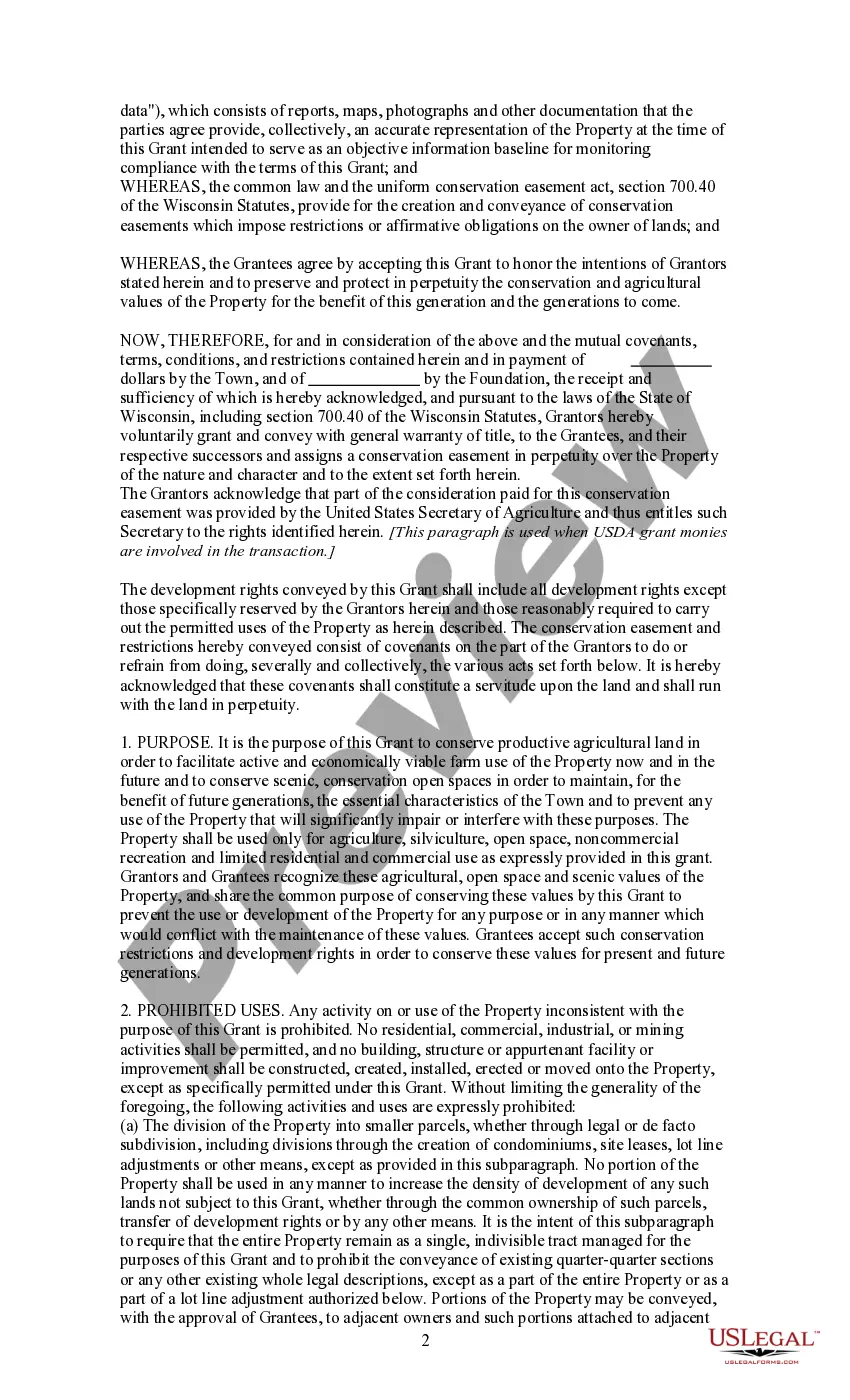 Preview Grant of Conservation Easement and Development Rights to Preserve Scenic and Environmentally Significant Areas