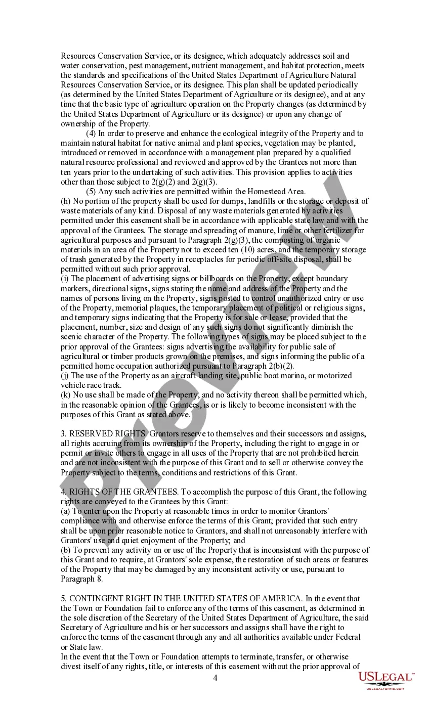 Preview Grant of Conservation Easement and Development Rights to Preserve Scenic and Environmentally Significant Areas