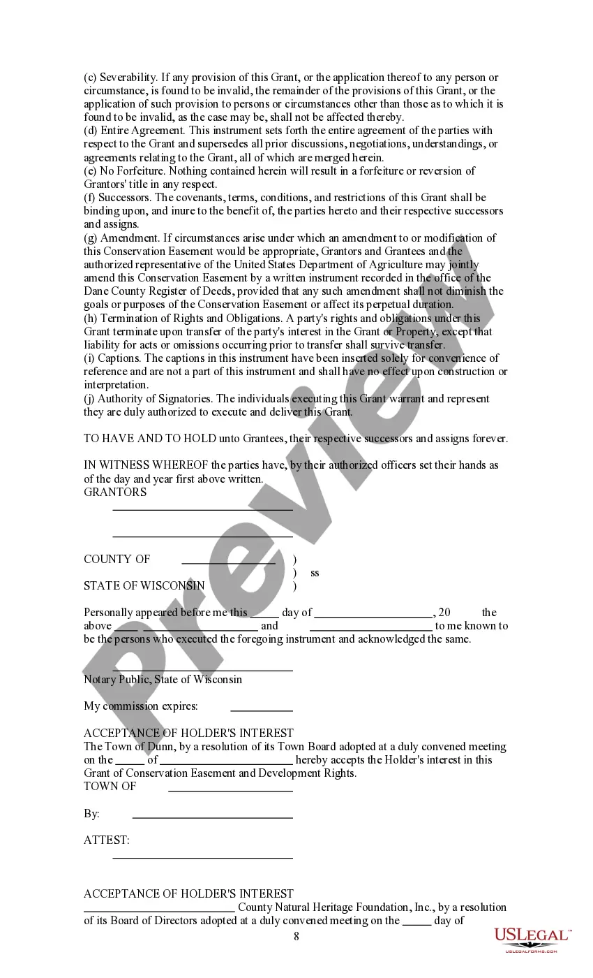 Preview Grant of Conservation Easement and Development Rights to Preserve Scenic and Environmentally Significant Areas