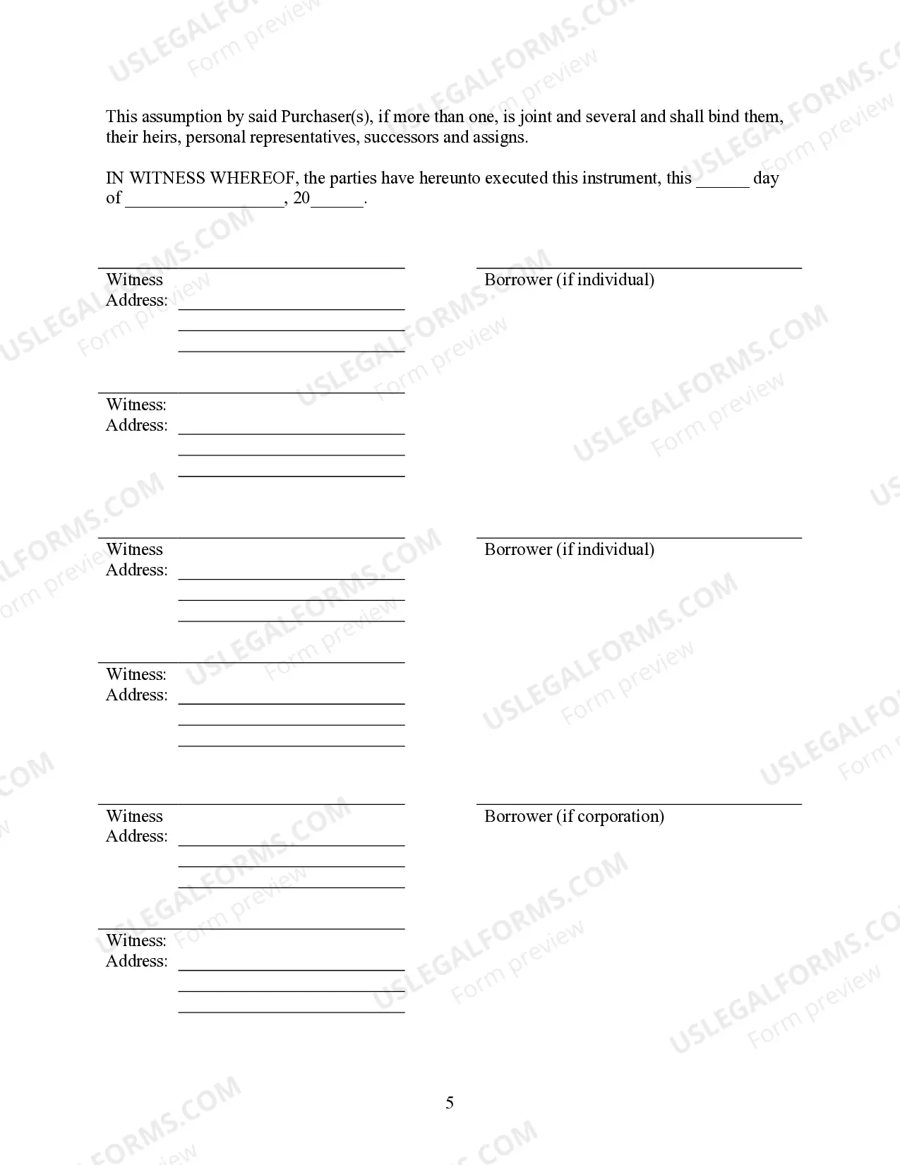 Preview Assumption Agreement of Mortgage and Release of Original Mortgagors