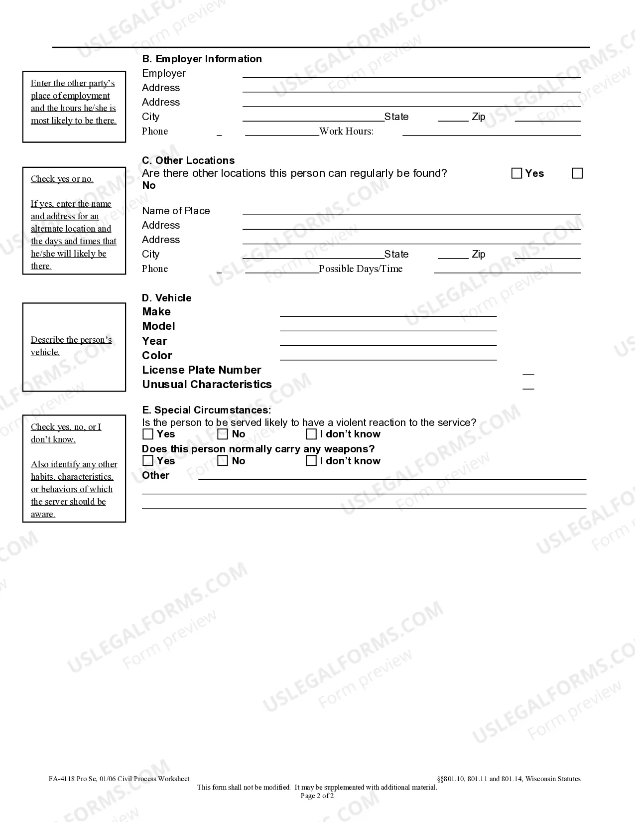 Preview Civil Process Worksheet