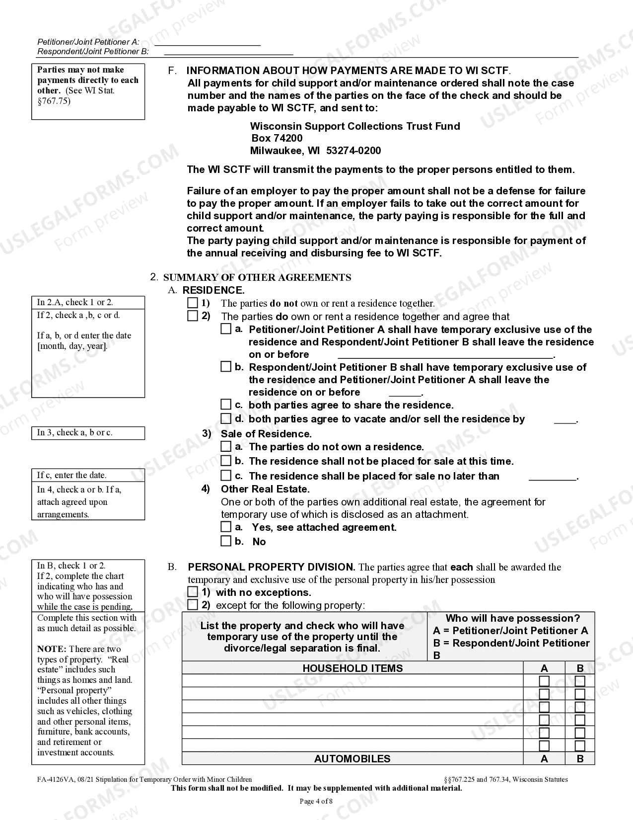 Preview Stipulation for Temporary Order with Minor Children
