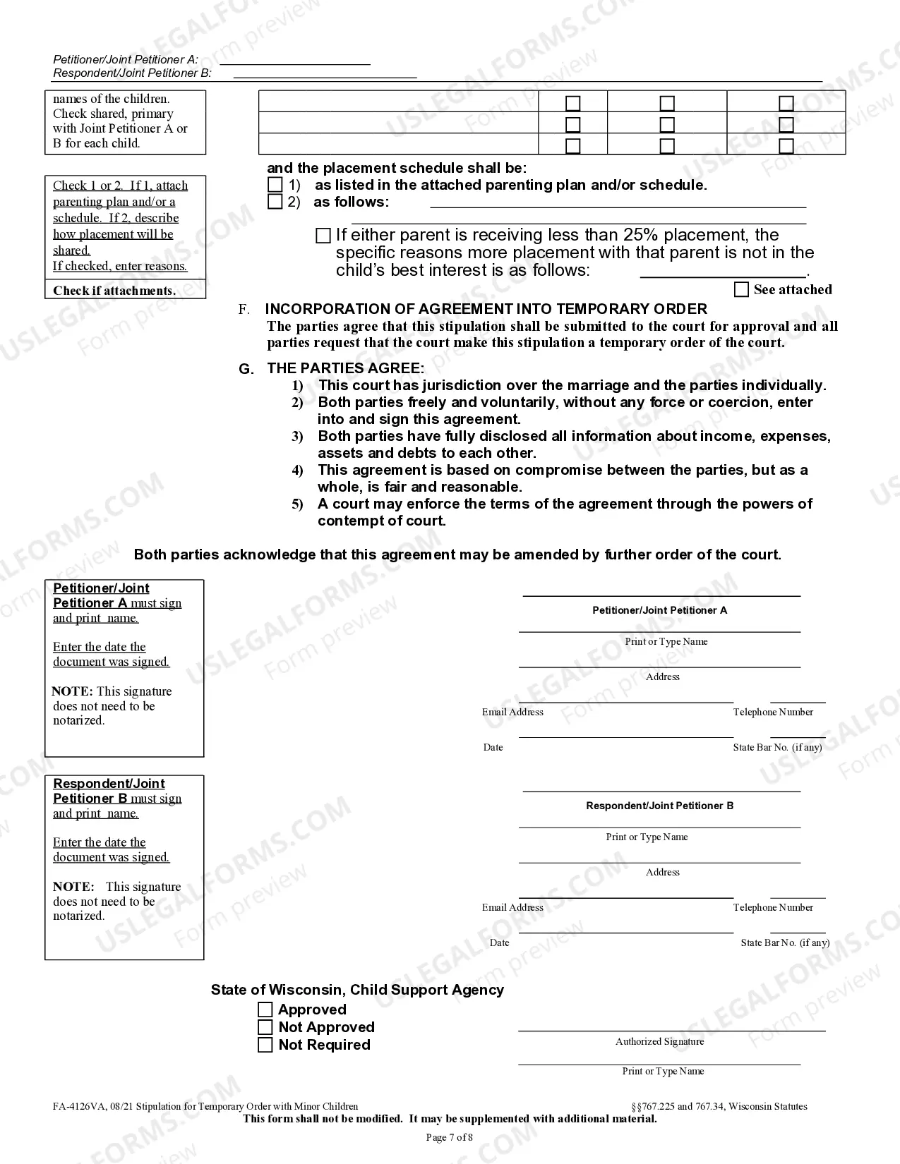 Preview Stipulation for Temporary Order with Minor Children