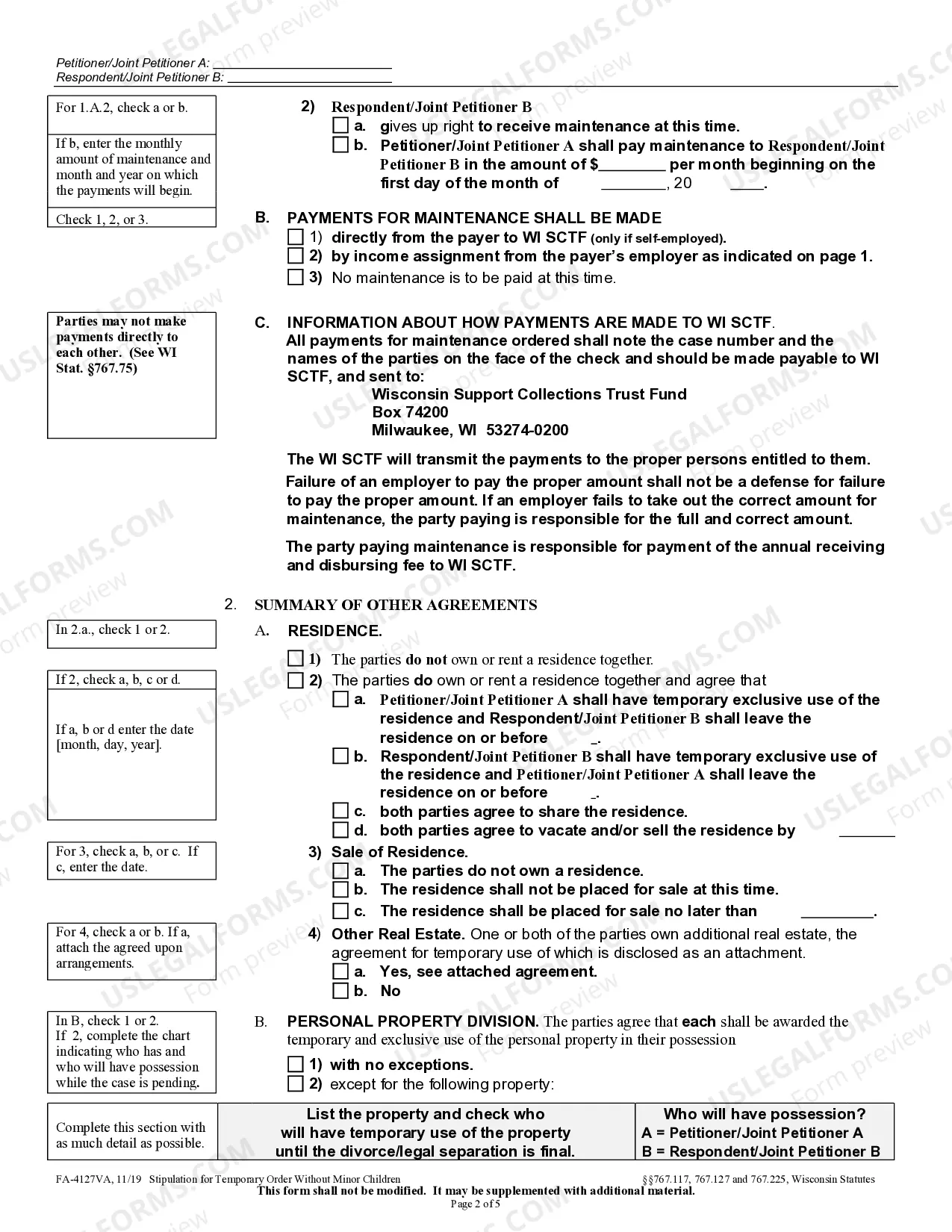Preview Stipulation for Temporary Order without Minor Children