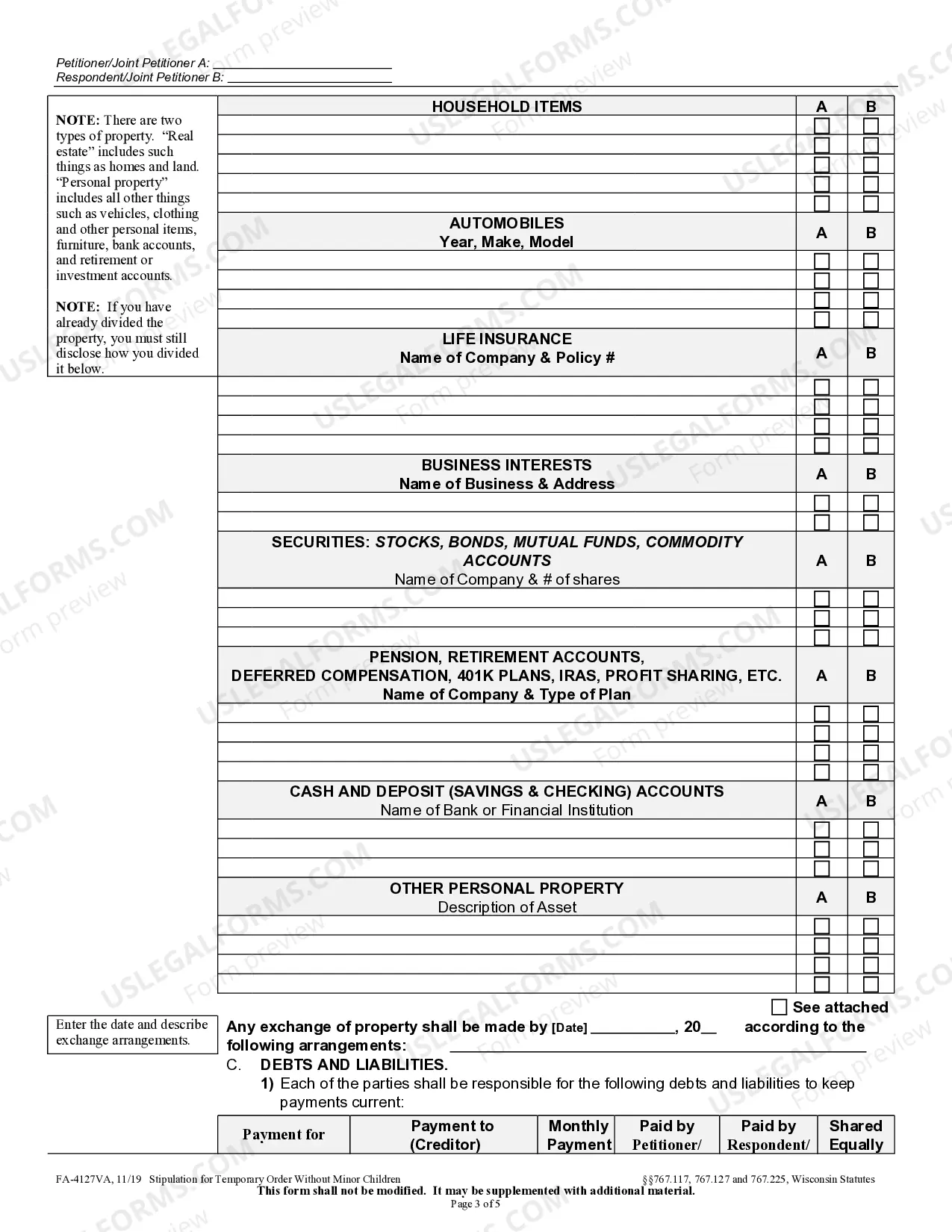 Preview Stipulation for Temporary Order without Minor Children
