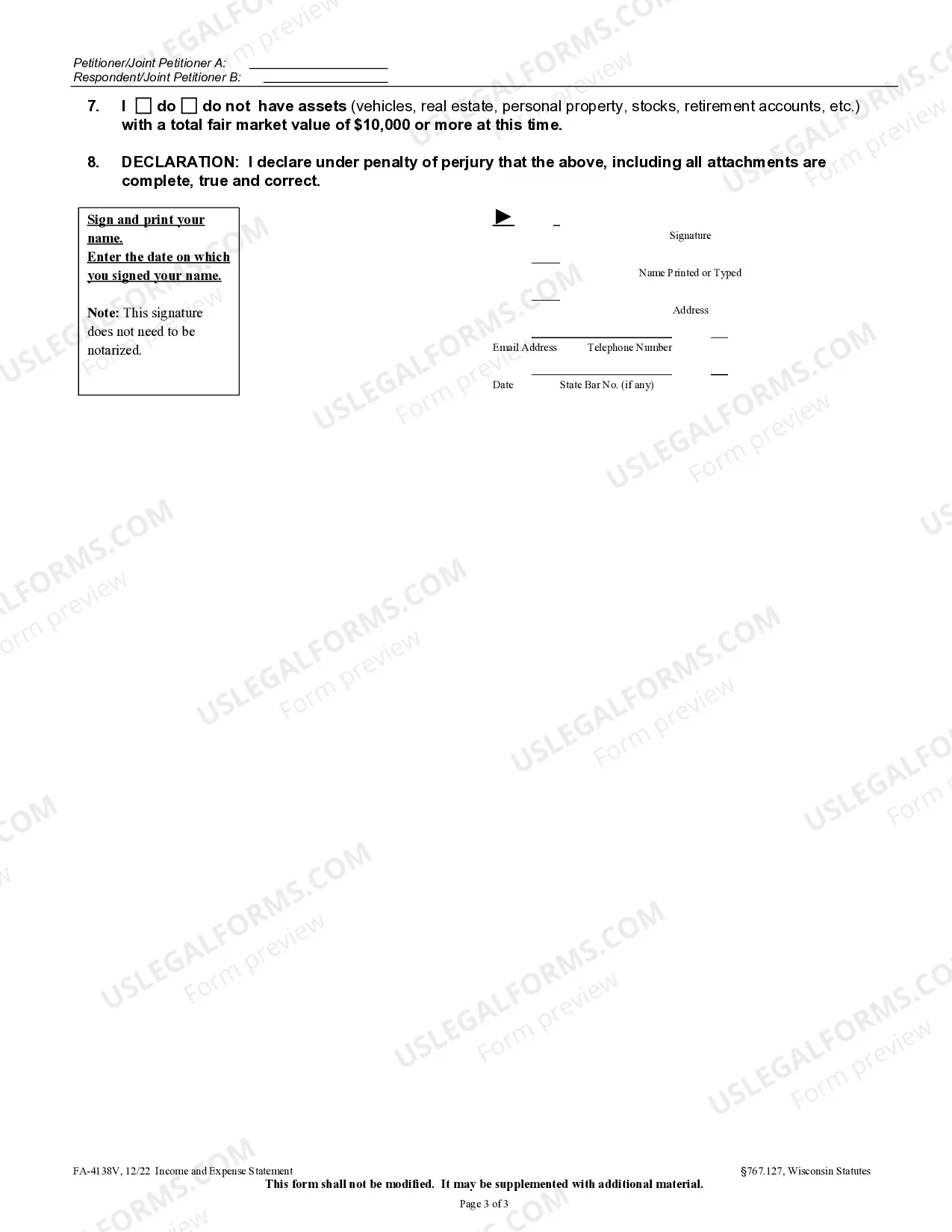 Preview Income & Expense Statement