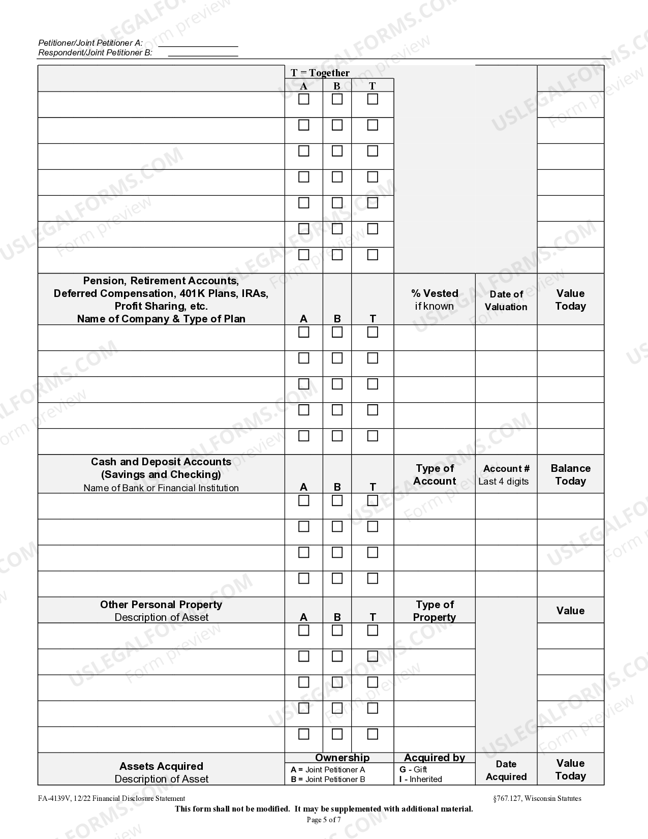 Wisconsin Financial Disclosure Statement - Financial Disclosure ...
