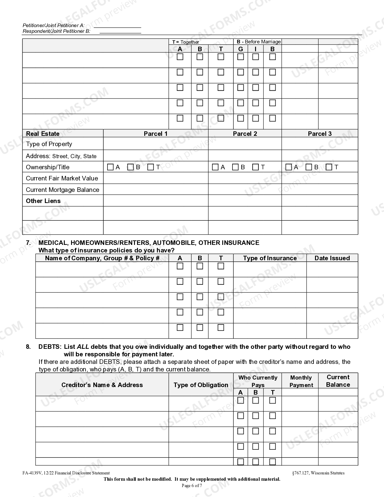 Wisconsin Financial Disclosure Statement - Financial Disclosure ...