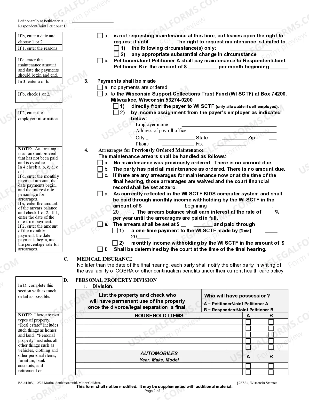 Preview Marital Settlement Agreement with Minor Children