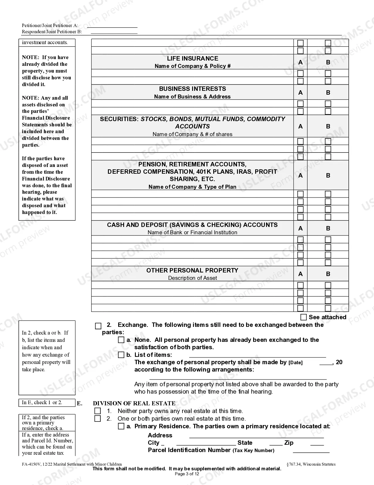 Preview Marital Settlement Agreement with Minor Children