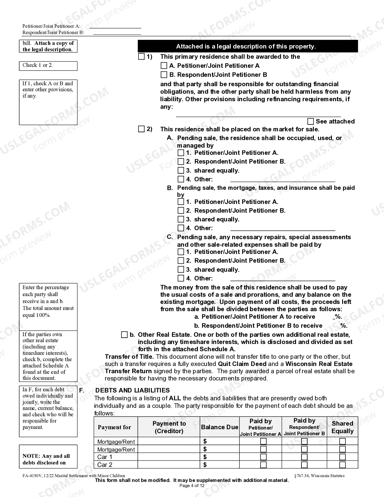 Preview Marital Settlement Agreement with Minor Children