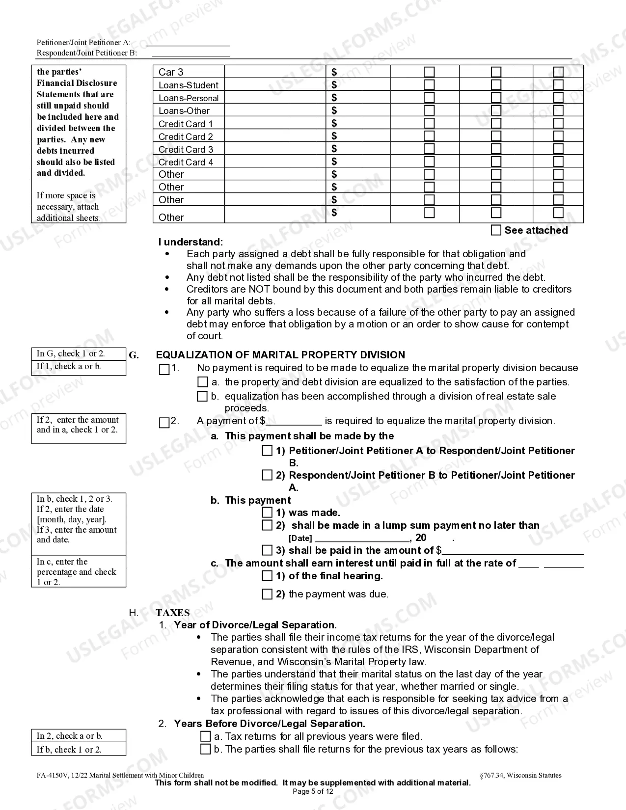 Preview Marital Settlement Agreement with Minor Children