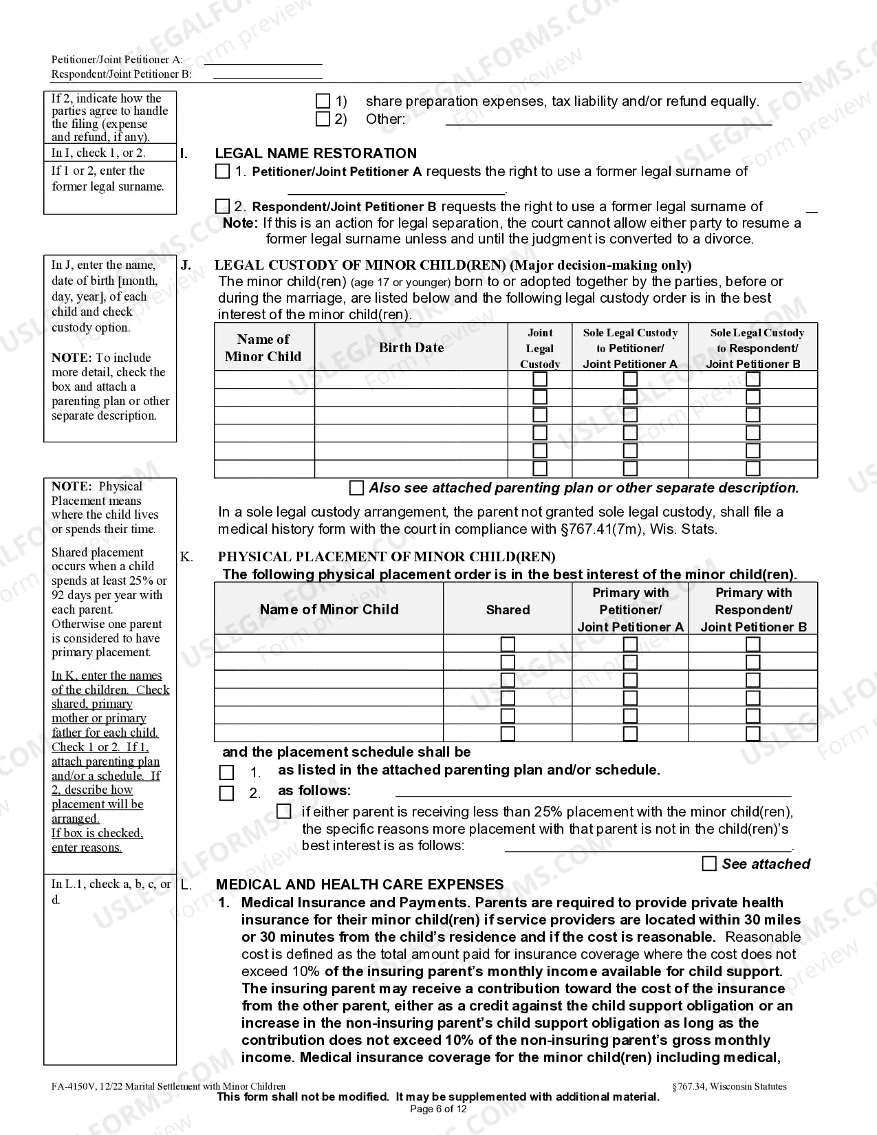 Preview Marital Settlement Agreement with Minor Children