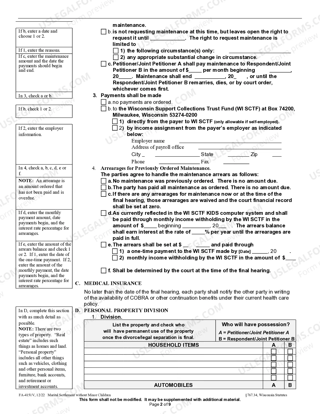 Preview Marital Settlement Agreement