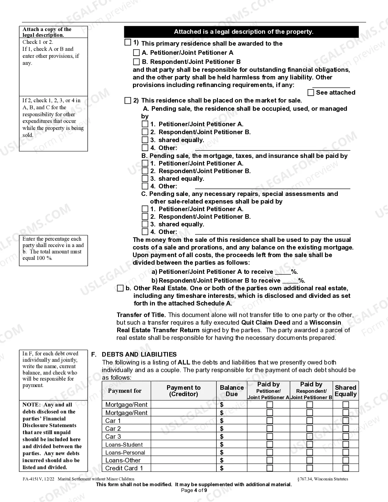 Preview Marital Settlement Agreement