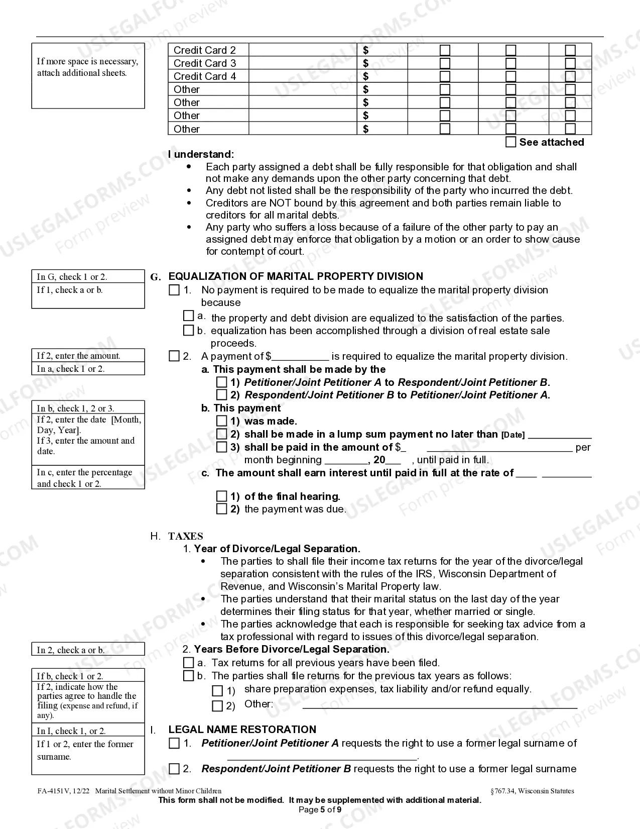 Preview Marital Settlement Agreement