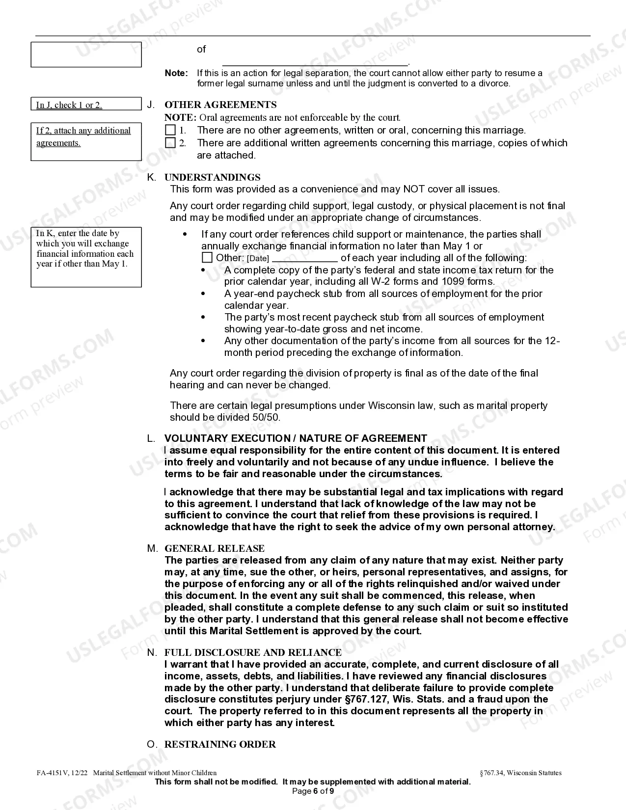 Preview Marital Settlement Agreement